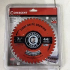 Crescent 7-1/4" 44-TOOTH Composite Decking Circular Saw Blade CSBTX-744 New. Price: $14.49.