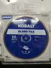 Kobalt 10" Glass Tile Wet Diamond Saw Blade 5/8" Arbor (1615980) New. Price: $39.99.