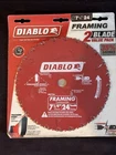 Diablo 7-1/4" Carbide Tip Circular Saw Blades Tooth Framing D0724VPX New. Price: $19.99.
