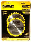 Dewalt 5-3/8" Combo Pack 16 Tpi & 24 Woodcutting Circular Saw Blades DW9056 New. Price: $23.99.
