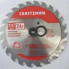 Craftsman 7-1/4" 24T Framing Ripping Blade 5/8" Arbor CMA8272524 New. Price: $9.99.