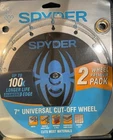 Spyder (2) 7" Universal Diamond Edge Cut-off Wheels With Arbor Bushing 14007-CA New. Price: $16.00.