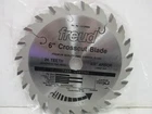 Freud 6" Crosscut Carbide Saw Blade 5/8" Arbor 24 Teeth Open. Price: $50.00.