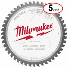 Milwaukee 48-40-4220 6-1/2" 48T Metal Circular Saw Blades, 5/8" Arbor (5PACK) New. Price: $184.08.
