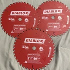 3 New Diablo D0740A 7-1/4" Tooth Carbide Circular Saw Blade. Price: $35.00.