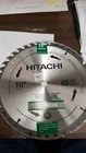 Hitachi 10" Saw Blades, 40 Tooth Tungsten Carbide Teeth, 5/8" Center Hole New Open. Price: $16.75.