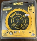 Two Dewalt 8-1/2" 60T Carbide Tooth Circular Saw Blades New. Price: $79.99.