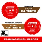 7-1/4 In. X 24-TOOTH Tracking Point Framing And 40-TOOTH Finish Circu New. Price: $29.43.