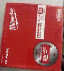 Milwaukee 7-1/4" 24T Circular Saw Framing Blade Pack Of Silver (48-41-0710) New. Price: $60.00.