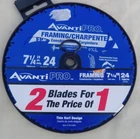 2-PACK Avanti Pro 7 1/4 Framing Blades 24T Circular Saw Skil Craftsman Milwaukee New. Price: $12.85.