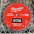 Milwaukee 48-41-0750 7-1/4 24T Nitrus Carbide Framing & Demo Circular Saw Blade New. Price: $24.97.