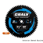 Craly 8-1/4 Inch 60 Teeth Ultra Fine Finish Wood Cutting Circular Saw Blade 5/8 New. Price: $38.60.