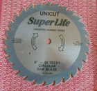 Unicut Superlife 9" 28 Teeth Tungsten Carbide Tipped Circular Saw Blade 24-0900 New. Price: $25.00.