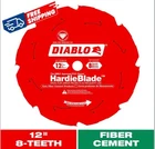 Diablo D1208DH ( 12-INCH X 8-TEETH ) Pcd Hardiblade Saw For Fiber Cement New. Price: $58.20.