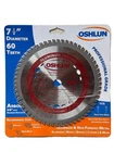 Oshlun SBNF-072560 7-1/4"X60T Blade 5/8"/DIAMOND Arbor Non-ferrous New. Price: $23.24.