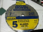 Irwin 25130 7-1/4" 24 Tooth Framing Riping Saw Blades 15130TA Open. Price: $35.00.