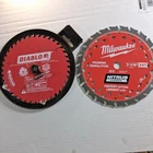 Milwaukee 7-1/4" 24T Framing/demo And DIABLO6-1/2" 40T Finish/ply Saw Blades New. Price: $35.97.