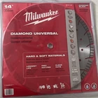 Milwaukee 14IN. Diamond Max Segmented Turbo All-purpose Blade, Model# 49-93-7140 Open. Price: $119.99.