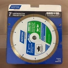 Norton 7" Continuous Rim Precise Cutting Diamond Blade # 50508-038 5/8 Arbor New. Price: $17.99.