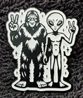 Alien Big Foot Peace Sign Badge Black & White Old Comedy Lol Et Unique Vintage New. Price: $8.05.