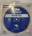New Kobalt 1615980 10" Glass Tile Wet Diamond Saw Blade 5/8" Arbor. Price: $39.99.
