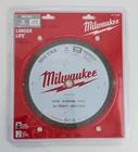 Milwaukee 48-40-4255 9" X 48TOOTH Saw Blade 1IN. Arbor Cutting Aluminum & Steel New. Price: $32.00.
