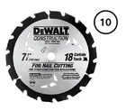 Dewalt Carbide Circular Saw Blade Set 10-PACK 7 1/4 Inch 18T Nail Chn DW3191B10 New. Price: $98.98.