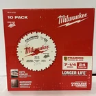 Pack Milwaukee Framing Wood Blades 7-1/4 24 Tooth 48-41-0710 New Box. Price: $48.00.