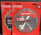 2- Craftsman Carbide Circular Saw Blade 1/2 Inch 18T Framing CMAS265018 Sealed New. Price: $22.99.