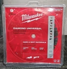 Milwaukee Tools 49-93-7125 9" Diamond Universal Segmented Blade New. Price: $74.99.