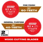 10IN. X 40 Tooth General Purpose & 60 Fine Finish Saw Blade For Wood 2PCS New. Price: $91.17.