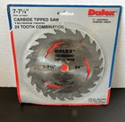 Dalex 7-71/4" Carbide Tipped Circular Saw Blade 24 Tooth Molybdenum 5/8" New. Price: $8.00.