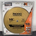 New Ridgid Porcelain Diamond Tile Wet Saw Blade Gold Inch - Model CJ10P. Price: $50.00.