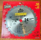 New Vermont American Titanium 7-1/4" 24 Carbide Teeth, Saw Blade 27817. Price: $11.95.