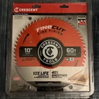 Crescent CSBFF-1060 10" X 60-TOOTH Finecut Finishing Circular Saw Blade New. Price: $18.99.
