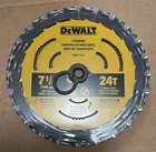 Dewalt DWA171424 7-1/4" 24T Carbide Framing Circular Saw Blade For Wood New. Price: $9.99.
