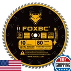 Foxbc 10" 80-TOOTH Saw Blade Ultra Finish Wood Cutting, 5/8" Arbor New. Price: $45.78.