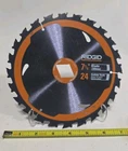 Ridgid 7 1/4 In 24T Carbide Circular Saw Blade Black Orange Model Open. Price: $19.95.