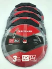 Lot Of 3-PACKS Craftsman 7-1/4-INCH Circular Saw Blade, 24-TOOTH Carbide New. Price: $47.85.