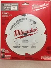 Milwaukee 48-40-7000 7-1/4" X 5/8" Polycrystalline Diamond Fiber Cement Blade New. Price: $48.99.