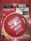 Diablo 7-1/4" Wood & Metal Circular Saw Blade 36T 5/8" Arbor D0736GPX Nip Nos New. Price: $20.00.