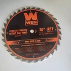 Wen 10-INCH Carbide-tipped Woodworking Saw Blade 32-TOOTH 6,000 Rpm New. Price: $19.99.