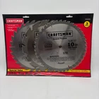 Craftsman General Purpose 10-INCH Carbide Saw Blade 3-PACK 9-29285 New. Price: $38.00.