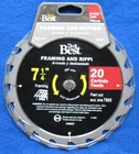 Do It Best 346527 7-1/4" 20T Fast Cut Framing & Ripping Carbide Teeth Saw Blade New. Price: $10.24.