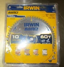 4 Irwin Marathon 10" 60T Carbide Circular Saw Blade (dirty Cover ) New. Price: $44.95.