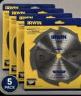 5-PACK Irwin 7-1/4 6T Fiber Cement Circular Saw Blades New. Price: $49.99.