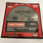 Craftsman Steel Saw Blade 10" X 104T Finishing/cross Cut 26813 Nos New. Price: $13.00.