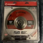 Apex Crescent 10" 84-TOOTH Medium Aluminum Circular Saw Blade (CSBAM-1084) New. Price: $22.60.