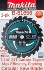 Makita 3-PK Oem Max Efficiency Framing 7-1/4" 24T Tct Circular Saw Blades *usa* New. Price: $32.95.