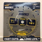 Irwin 14028 Marathon 7-1/4 In. X 5/8 Carbide Tipped Circular Saw Blade New. Price: $17.79.